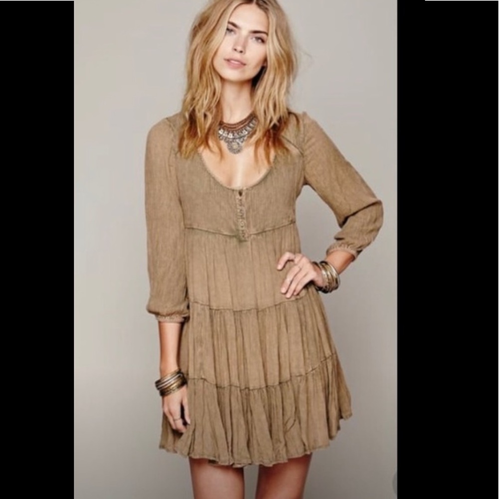 Free People Full Swing Candy Dress boho mini dress S preowned oversized